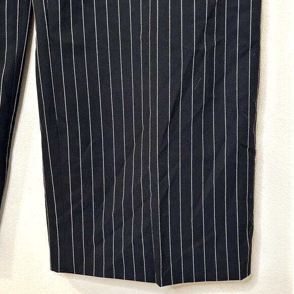 DKNY NWT‎ Women's Faux Leather Striped Wide High Rise Pull On Cropped Pants 4 - Picture 4 of 5